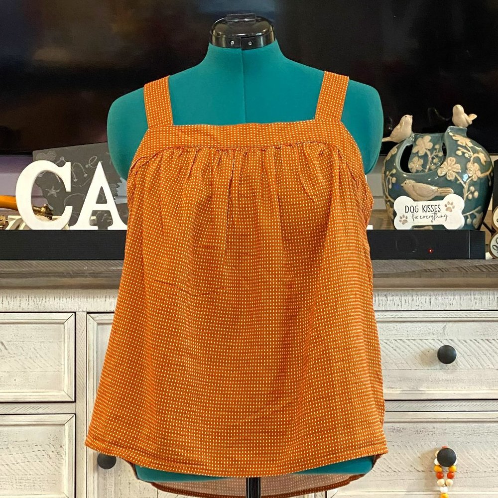 Ana Brown Tiny Polka Dot Halter Top XL